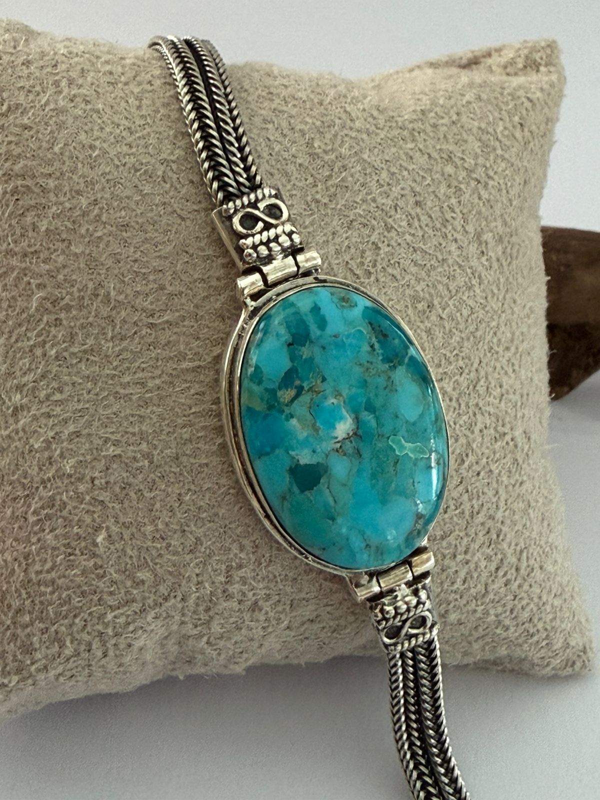 Pulseira Turquesa Fio Trançado Duplo