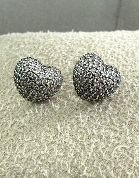 Brinco Coração Cravejado Abaulado