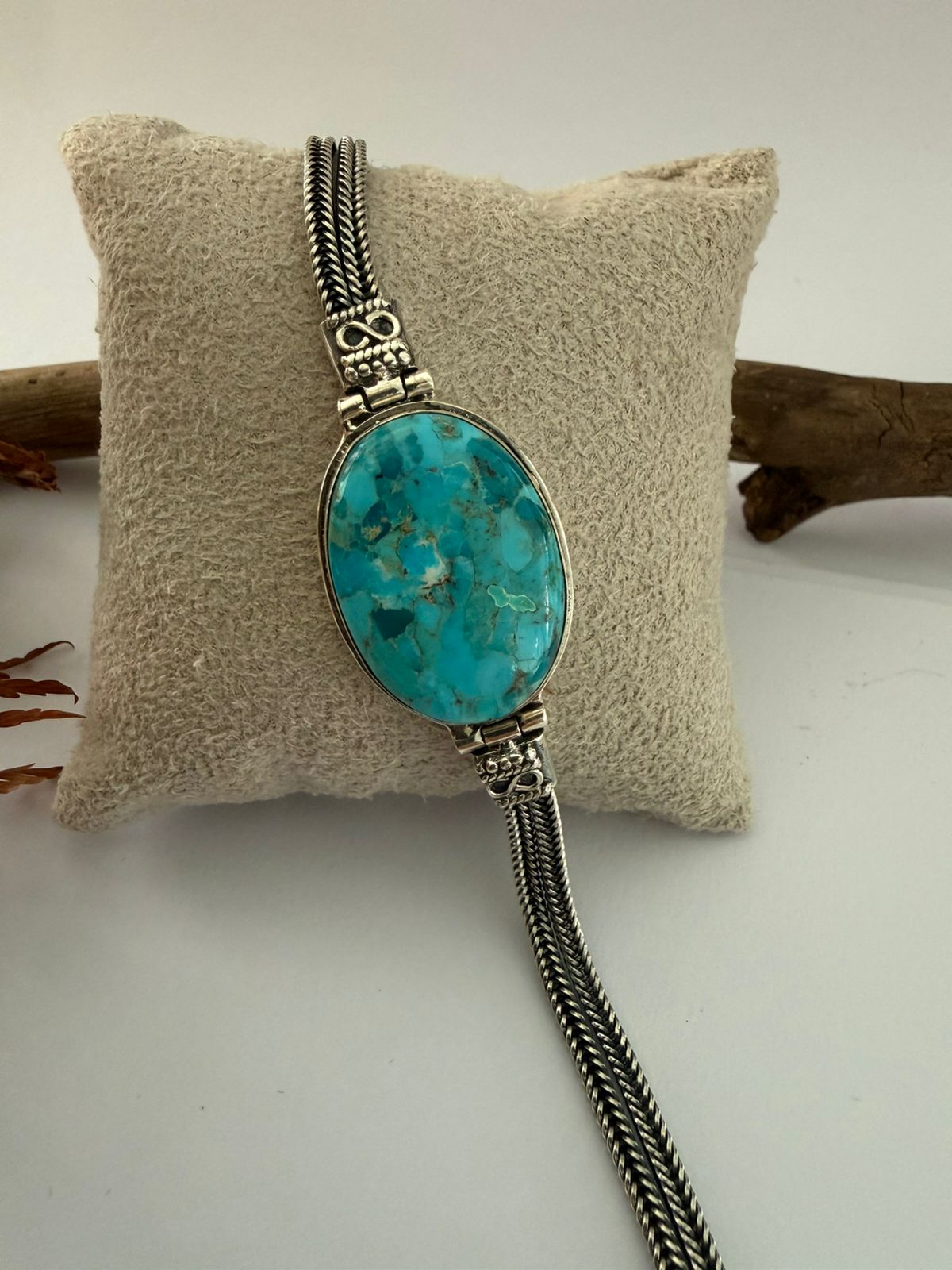 Pulseira Turquesa Fio Trançado Duplo